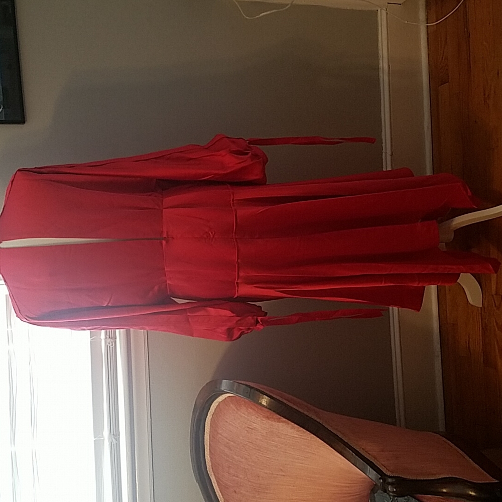 NWT Self-Portrait red satin handkerchief hem midi dress - Picture 8 of 16